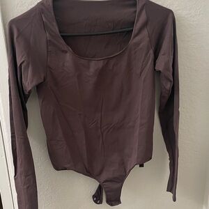 Elegant Brown Long Sleeve Bodysuit